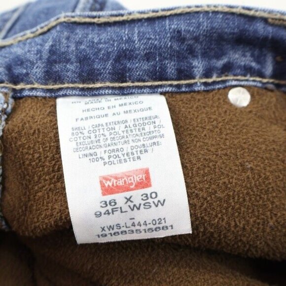Wrangler Jeans Mens 36x30 (Fits 38x30) Blue Straight Leg Lined Hammer Hoop - Picture 9 of 10